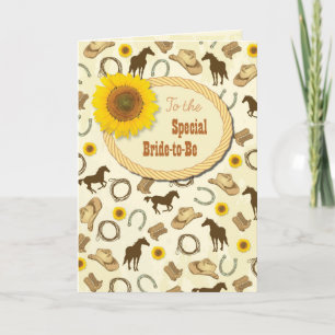 Carte Vœux de Fiançailles Western & Tournesol