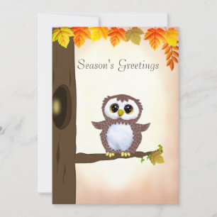 Carte Vœux de la saison d'automne de la chouette mignonn