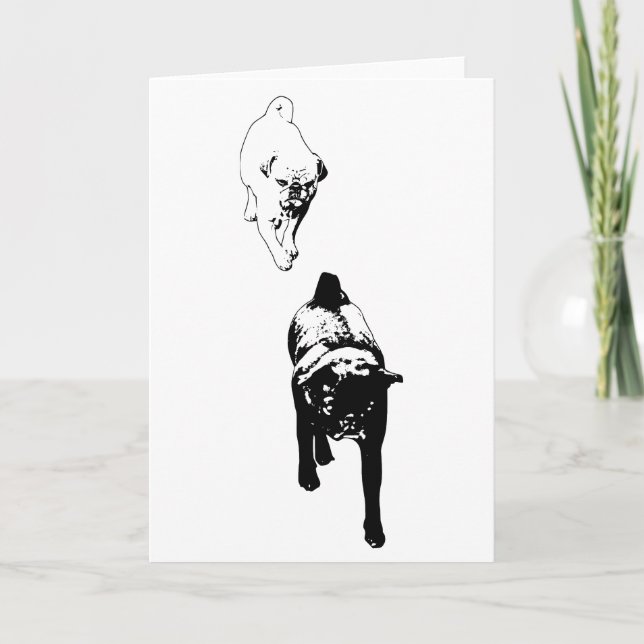 Carte Vœux de la saison, duo de chiens prêts (Devant)