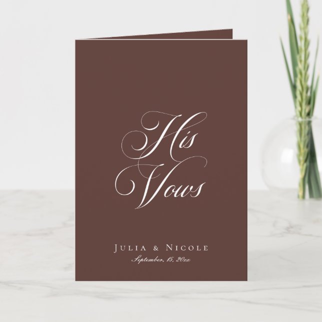Carte Vœux de mariage calligraphiés classiques marron iv (Devant)