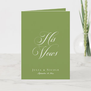 Carte Vœux de mariage calligraphiés en ivoire vert class