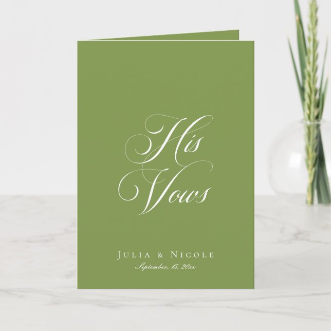 Carte Vœux de mariage calligraphiés en ivoire vert class (Devant)