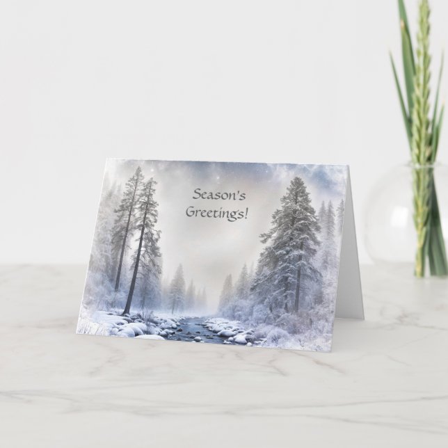 Carte Vœux de Noël avec paysage d'hiver  (Devant)