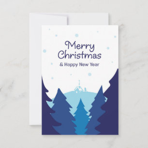 Carte Vœux de Noël couleurs d'hiver.