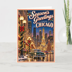 Carte Vœux de Noël de Chicago Vintage Christmas