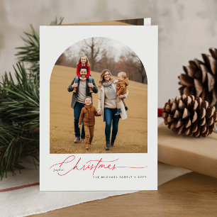 Carte Vœux de Noël Élégants Photo de Famille Pliée