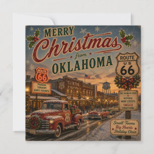 Carte Vœux de Noël sur la route 66 en Oklahoma