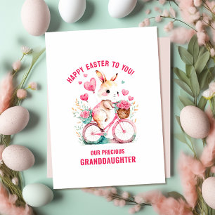 Carte Vœux de Pâques Petite-fille Lapin à vélo