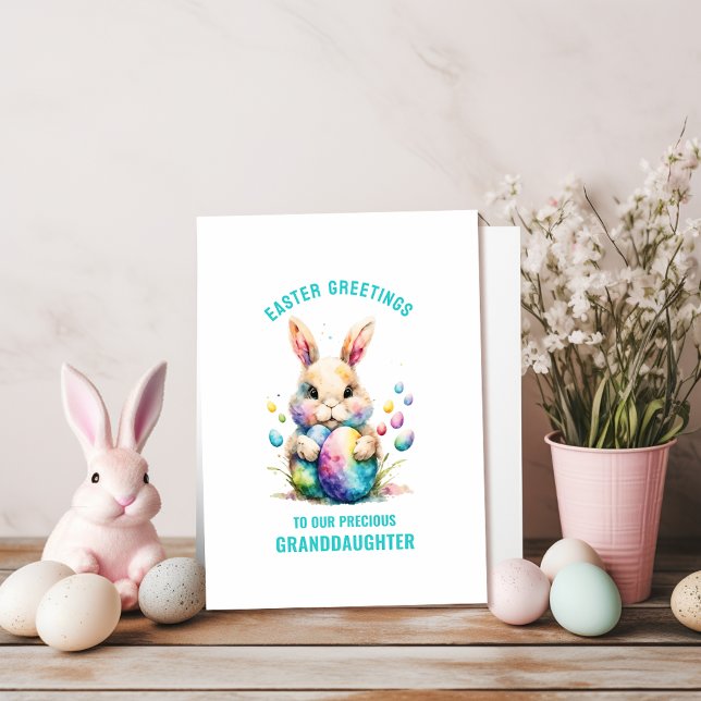 Carte Vœux de Pâques Petite-fille Lapin Œufs Peints (Créateur téléchargé)