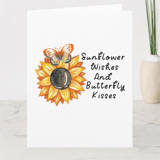 Carte Vœux de Tournesol Et Baisers de Papillon, Tourneso (Devant)