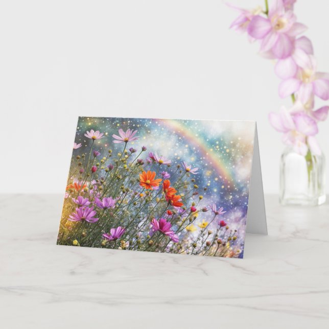 Carte Vœux d'équinoxe de printemps avec des fleurs (Orchidée)
