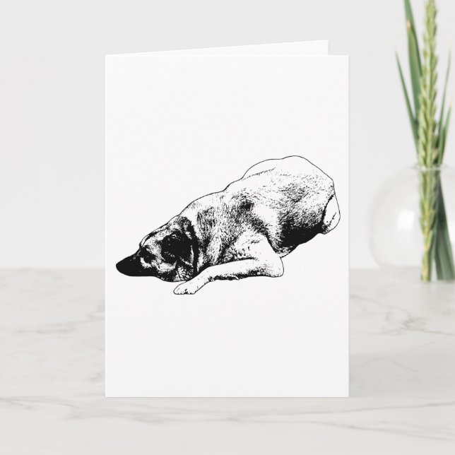 Carte Vœux d'hiver simples et calmes de lignes de chien  (Devant)