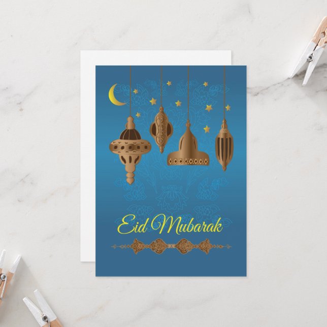 Carte vœux Eid Mubarak (Devant/Arrière en situation)