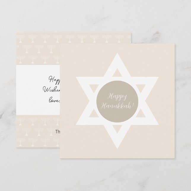 Carte Vœux élégants de Hanukkah joyeux (Devant / Derrière)
