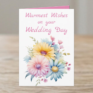 Carte Vœux les plus chaleureux fleurs de mariage jour ro
