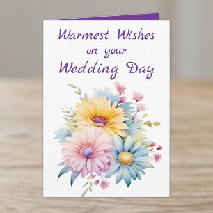 Carte Vœux les plus chaleureux fleurs de mariage jour vi