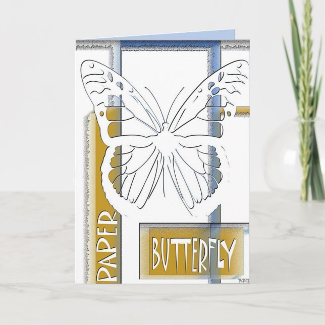 Carte Voeux papillon papier (Devant)