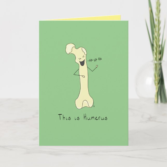 Carte Voici Humerus - Funny Bone Pun Grey Card (Devant)