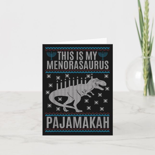 Carte Voici Mon Menorah-saurus Heureux Hanoukka Dinosaur (Devant)