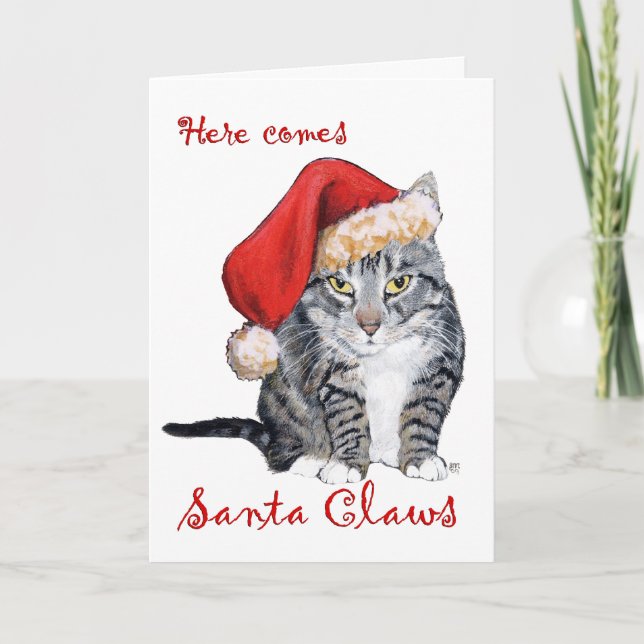 Carte Voici venir le Père Noël aux griffes ! (Devant)