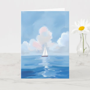 Carte Voile dans le bleu Peinture océanique de voilier