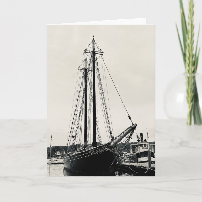 Carte Voile dans l'histoire Tall Ship Photo Grey Card (Devant)