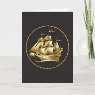 Carte Voilier nautique en or