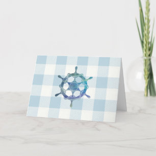 Carte Voilier nautique Roue Bleu En vichy Motif