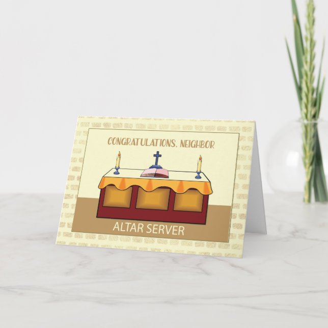 Carte Voisin Félicitations Catholique serveur autel (Devant)