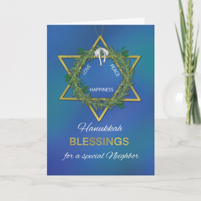 Carte Voisin Hanoukka Blessings Star of David Gold Loo (Devant)