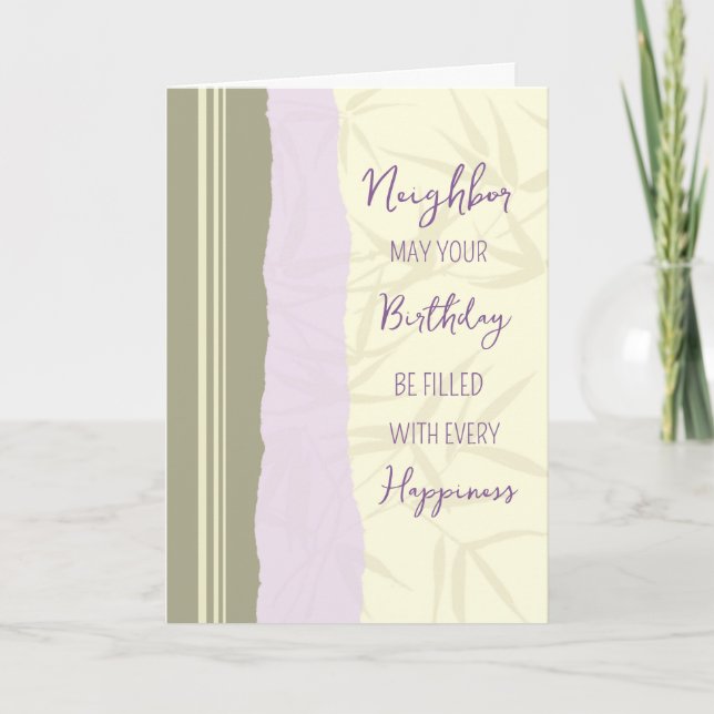 Carte Voisin moderne violet beige Anniversaire (Devant)