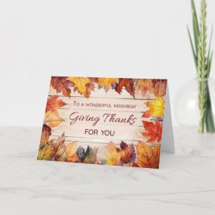 Carte Voisin Thanksgiving Merci Feuilles d'automne