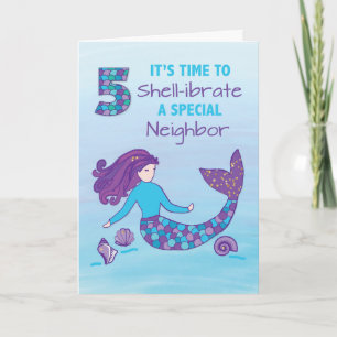 Carte Voisine 5 Anniversaire Sparkly Look Mermaid