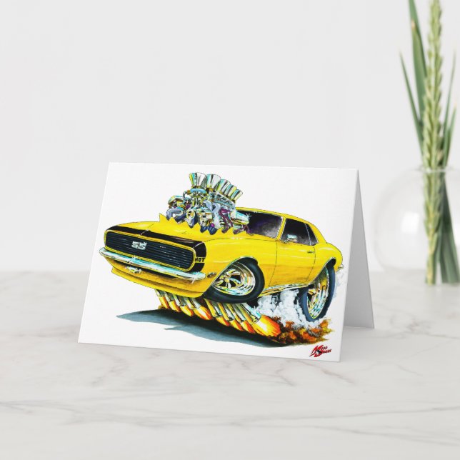 Carte Voiture 1968 Jaune-Noire de Camaro (Devant)