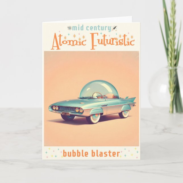 Carte Voiture à bulles futuriste atomique (Devant)