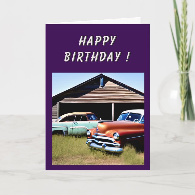 Carte Voiture abandonnée 1950 Anniversaire (Devant)