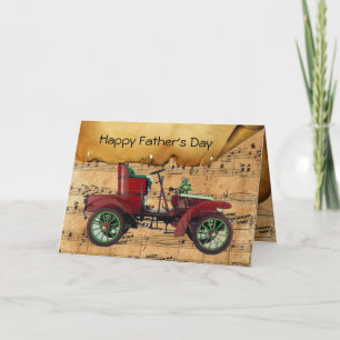 CARTE VOITURE ANCIENNE MUSICAL FÊTE DES PÈRES