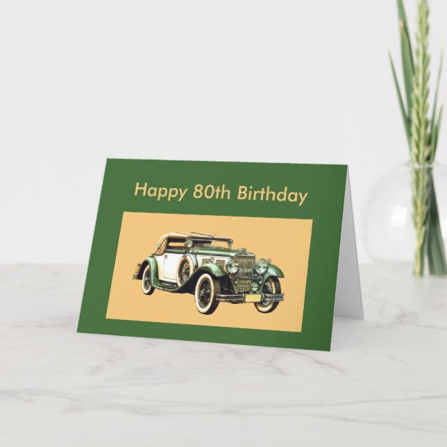 Carte Voiture classique 80e anniversaire (Devant)