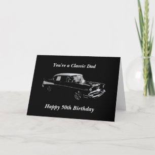 Carte Voiture classique Joyeux anniversaire