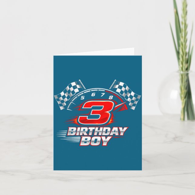 Carte Voiture de course 3 fête d'anniversaire course 3èm (Devant)