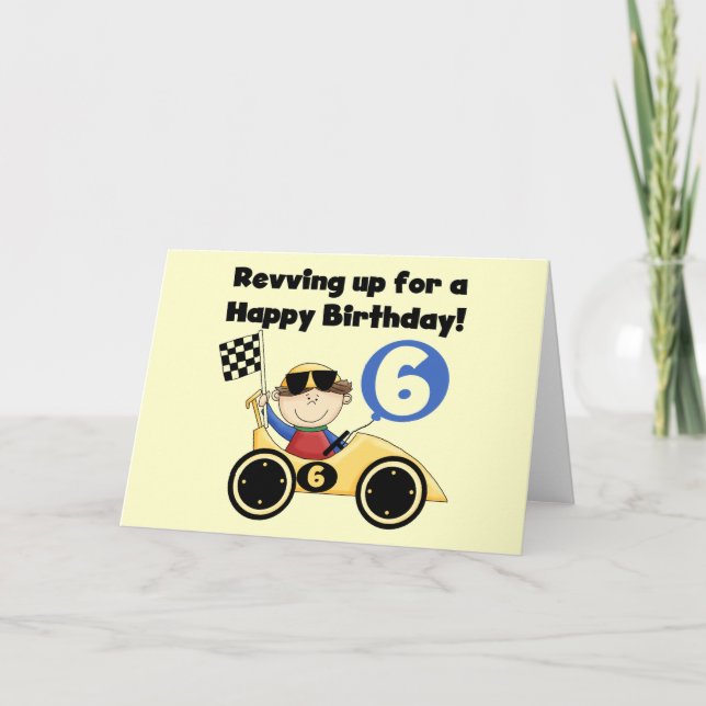 Carte Voiture de course Jaune 6e Chemises et cadeaux d'a (Devant)