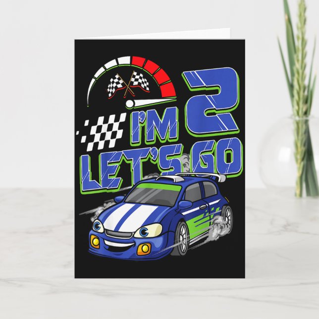 Carte Voiture de course pour les 2 ans d'enfants Fête po (Devant)