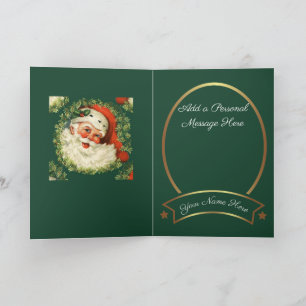 Carte Voiture de Noël vintage avec Père Noël Saint-Nicol