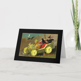 Carte Voiture de pastèque Halloween Witch