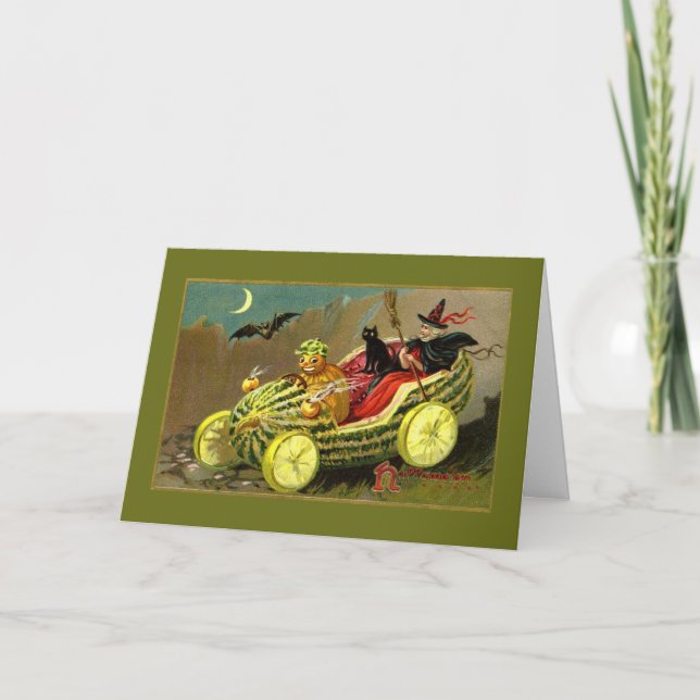 Carte Voiture de pastèque Halloween Witch (Devant)