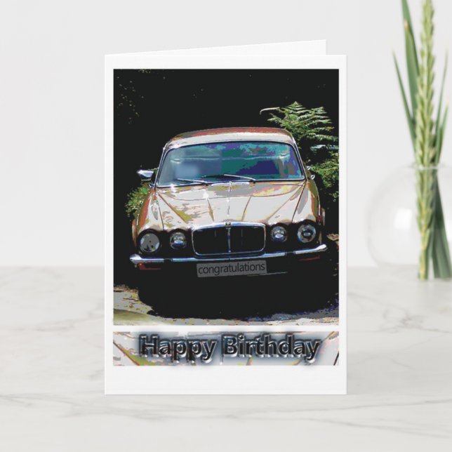 Carte Voiture Jaguar Anniversaire (Devant)