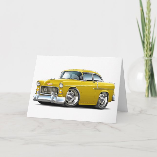 Carte Voiture jaune Chevy Belair 1955 (Devant)