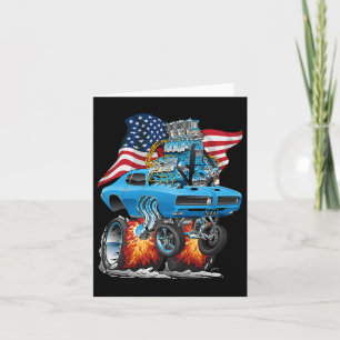 Carte Voiture Musclée des années 60 Patriotique Drôle de