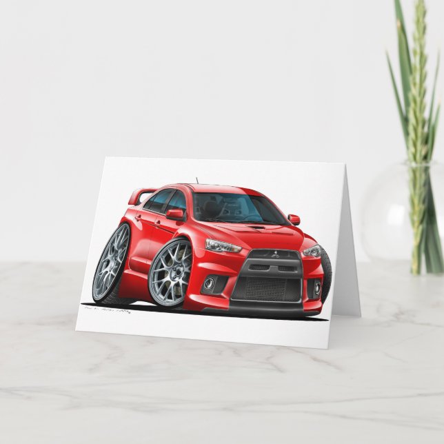 Carte Voiture rouge Mitsubishi Evo (Devant)