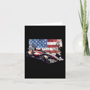 Carte Voiture vintage Auto Racing Drapeau américain 4 ju
